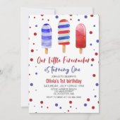 Ijslolly's Vuurwerk Rood Wit Blauw 1e Verjaardag Kaart (Voorkant)