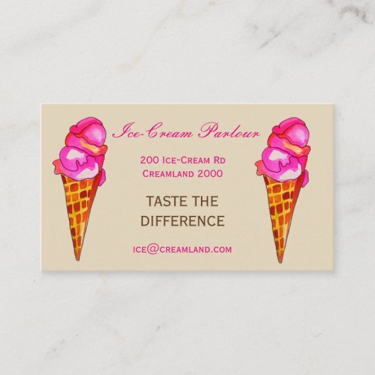 IJsmakerij of -bedrijf Visitekaartje (Voorkant)