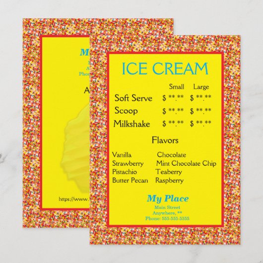 IJsmeneusprankelsrand Menu (Voorkant / Achterkant)