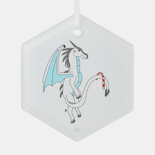 Ijsmuts de Witte IJsdraak Whimsical Kunst Glas Ornament (Voorkant)