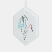 Ijsmuts de Witte IJsdraak Whimsical Kunst Glas Ornament (Voorkant links)