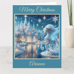 IJspaleis met Fantasy Horse Christmas Kaart