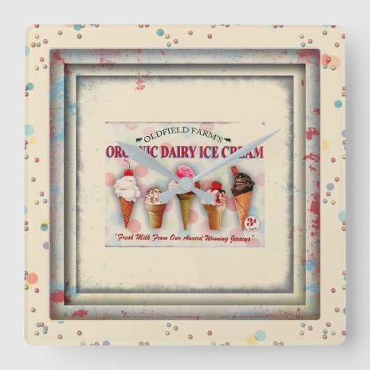 ijsparlor vierkante klok (Voorkant)