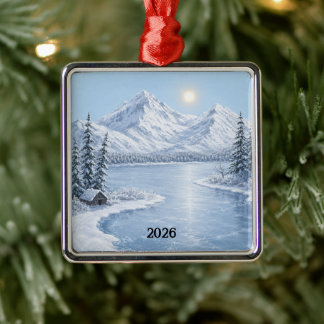 IJspegel Premium Vierkant Ornament
