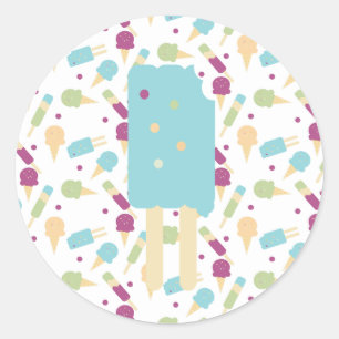 IJspop Blauwe Crème Spikkels Beloning Ronde Sticker