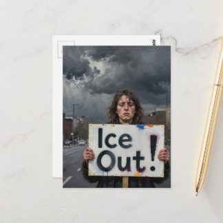 Ijsprotestdame in een stad briefkaart