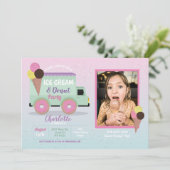 Ijsroom Donut Feest Verjaardag Foto Donuts Kaart (Staand voorkant)