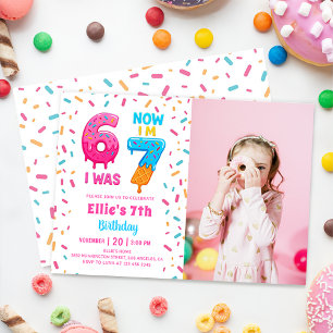 Ijsroom Donut Zes Zeven Verjaardagsfoto Kaart