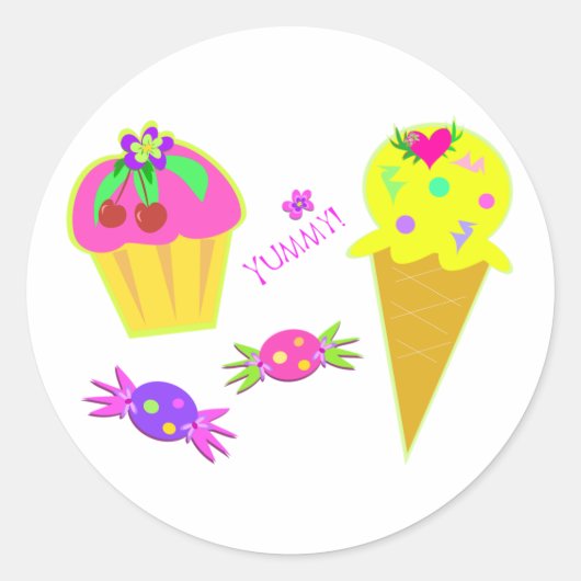 IJsroom en cupcake-Stickers Ronde Sticker (Voorkant)
