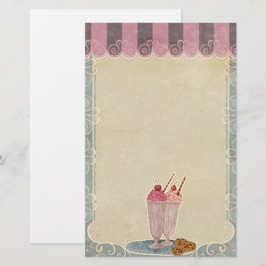 ijsroom en koekjesbenodigdheden briefpapier (Voorkant / Achterkant)