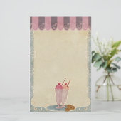 ijsroom en koekjesbenodigdheden briefpapier (Staand voorkant)