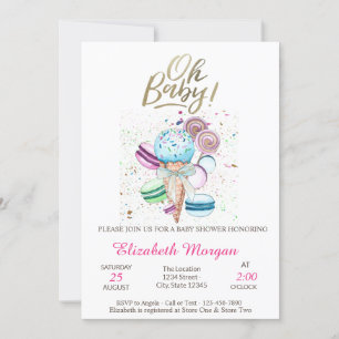 Ijsroom Macarons Oh Baby Zomer Baby Shower Kaart