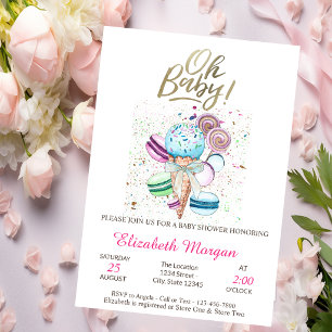 Ijsroom Macarons Oh Baby Zomer Baby Shower Kaart