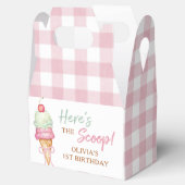 Ijsroom Roze Strik Gingham Verjaardagsfeest Bedankdoosjes (Geopend)