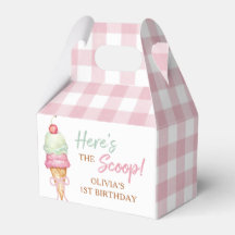 Ijsroom Roze Strik Gingham Verjaardagsfeest