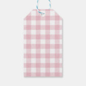 Ijsroom Roze Strik Gingham Verjaardagsfeest Cadeaulabel (Achterkant)