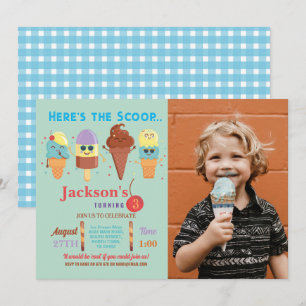 Ijsroom Schep Winkel Jongens Cool Lolly Uitnodigin Kaart