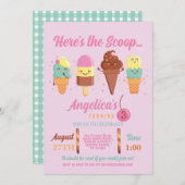 Ijsroom Schep Winkel Schattige Meisjes Lolly Kaart (Voorkant / Achterkant)