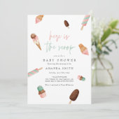 Ijsroom Spikkel Mint Roze Zomer Baby Shower Kaart (Staand voorkant)