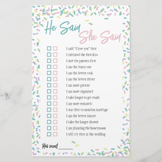 Ijsroom Spikkels Hij Zei Zij Zei Spel Briefpapier (Voorkant)