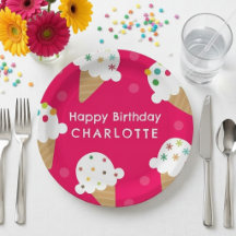 Ijsroom Verjaardagsfeestje Papieren Bord