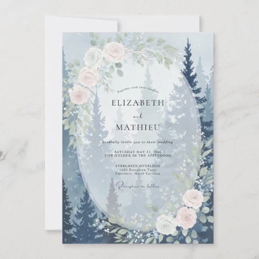 Ijsroze bosbruiloft met Eucalyptus Kaart (Voorkant)