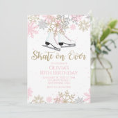 IJsroze goud glitter snowflakes Birthday Kaart (Staand voorkant)