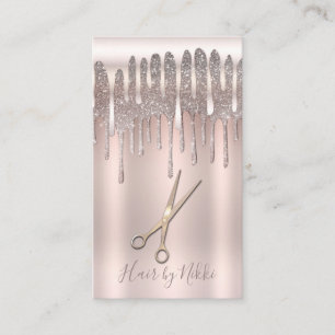 Ijsroze Gouden Kapsalon Diamant Glitter Drip Visitekaartje