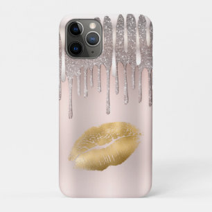 Ijsroze Gouden Lippen Diamant Glitter Glans Drip Case-Mate iPhone Case