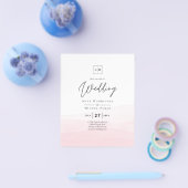 Ijsroze ombré trouwkaart flyer (Enkel)
