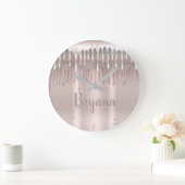 Ijsroze Roségoud Diamant Glitter Drip Grote Klok (Huis)