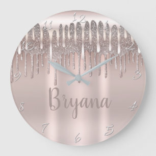 Ijsroze Roségoud Diamant Glitter Drip Grote Klok