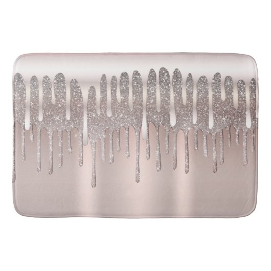Ijsroze Roségoud Diamant Glitter Glans Drip Badmat (Voorkant)