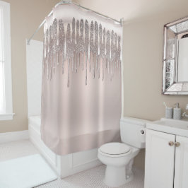 Ijsroze Roségoud Diamant Glitter Glans Drip Douchegordijn