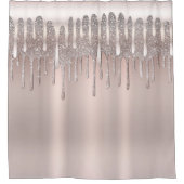 Ijsroze Roségoud Diamant Glitter Glans Drip Douchegordijn (Voorkant)