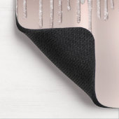 Ijsroze Roségoud Diamant Glitter Glans Drip Muismat (Hoek)