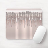 Ijsroze Roségoud Diamant Glitter Glans Drip Muismat (Met muis)