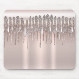 Ijsroze Roségoud Diamant Glitter Glans Drip Muismat