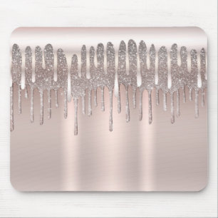 Ijsroze Roségoud Diamant Glitter Glans Drip Muismat