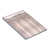 Ijsroze Roségoud Diamant Glitter Glans Drip Notitieboek (Rechterzijde)