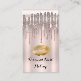 Ijsroze Roségoud Lippen Kus Diamant Glitter Drip Visitekaartje