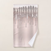 Ijsroze Roze Goud Diamant Glitter Sparkle Drip Bad Handdoek (Handdoek)