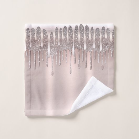 Ijsroze Roze Goud Diamant Glitter Sparkle Drip Bad Handdoek (Wasdoekje)