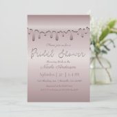 Ijsroze Roze Goud Drip Bruidsdouche Kaart (Staand voorkant)