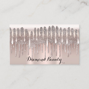 Ijsroze Roze Gouden Diamant Glitter Drip Beauty Visitekaartje