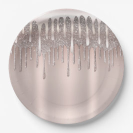Ijsroze roze gouden diamant glitter druipende Swee Papieren Bordje