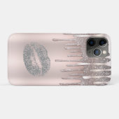 Ijsroze Zilveren Lippen Diamant Glitter Glans Drip Case-Mate iPhone Case (Achterkant (horizontaal))