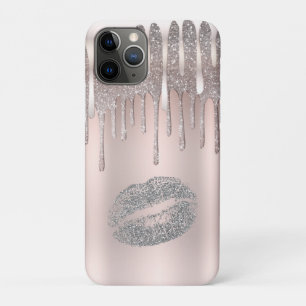 Ijsroze Zilveren Lippen Diamant Glitter Sparkle Dr Case-Mate iPhone Case