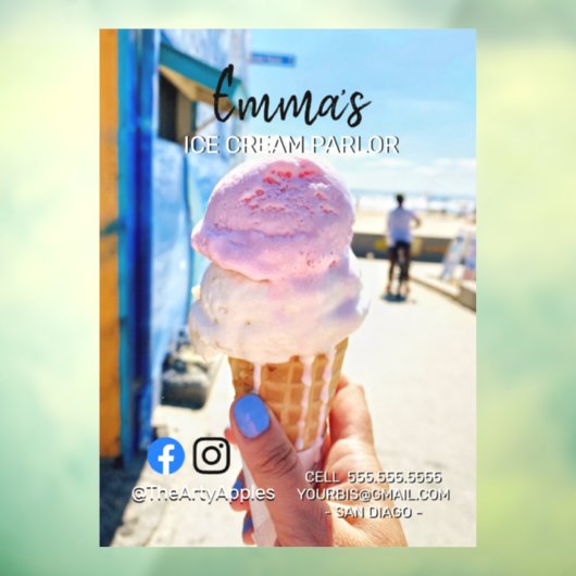 IJssalon bestelwagen feestwinkel evenement eten  R Raamsticker (Vel 3)