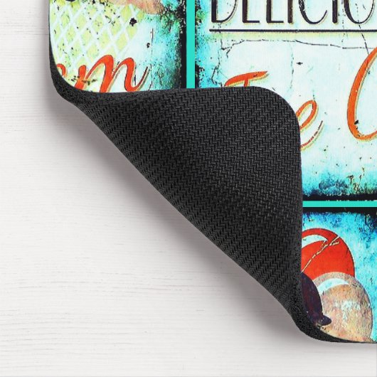  ijssalon bord turquoise nostalgisch muismat (Hoek)